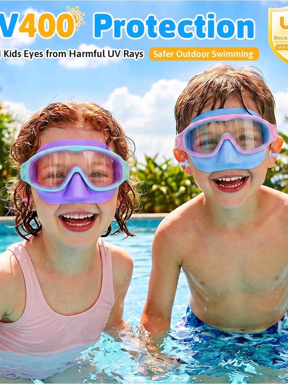 Kids UV Protection Swim Goggles - Purple and Blue